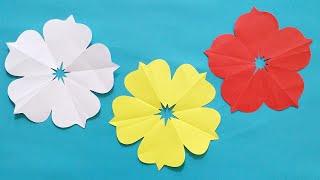 Cách cắt Bông Hoa 5 cánh cực dễ | How to make 5 petal hand cut paper flowers| Liam Channel