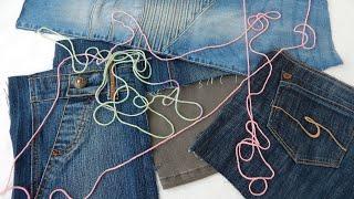 Новый способ из старых джинсов.  Переделки ненужной одежды в красивую подушку. DIY. Мастер класс.