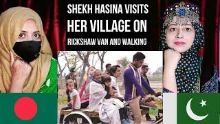 A Prime Minister visits her own village by rickshaw van and walking