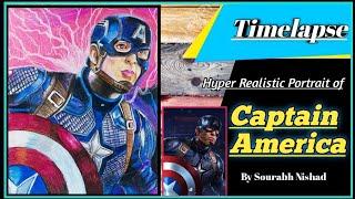 Drawing Captain America - avengers timelapse/Sourabh Nishad art/Captain America face drawing/avenger