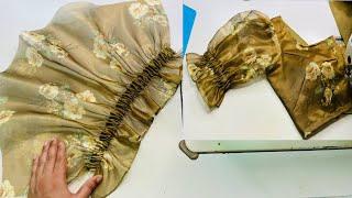 Elastic Puff Sleeves Design Cutting and Stitching | Elastic Sleeves Design | Baju Design