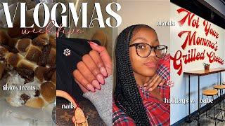 VLOGMAS: WEEK IN MY LIFE! | Christmas, flying to see babe, trying foods, new braids, nails, & more!