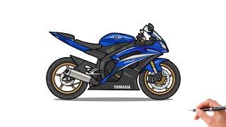 How to draw Yamaha R6 / drawing yamaha yzf r6 2007 motorcycle step by step