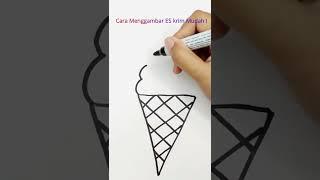 cara mudah menggambar es krim | easy way to draw ice cream #shorts