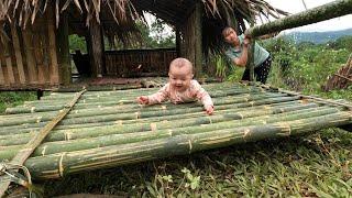 90 days: single mother life - building a bamboo house , harvest & Joy with 4 month old daughte