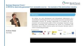 Andreas Wade | First Solar - A PEFCR for electricity generated from renewable sources