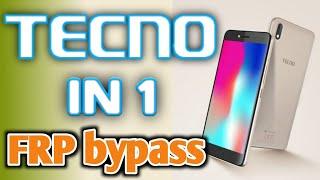 Tecno In 1 frp bypass 100 % ok tested | Tecno Camon in 1 google account remove  without pc