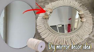 Diy mirror decor idea||Easy mirror wall frame||cardboard frame mirror.