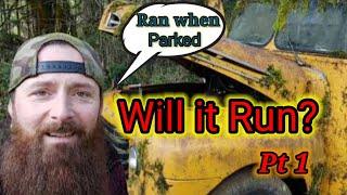 (3rd video) Will it Run? [1 of 2]  Abandoned 1948 Ford F5 Church bus been sitting for 25 years! 