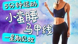 五分钟在家瘦腰运动！一个月马甲线腹肌瘦肚子！适合初学者【周六野Zoey】