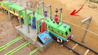 DIY Mini train coach washing plant | WAP locomotive and transformer | Science project