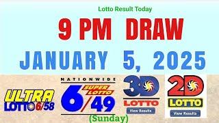 Lotto Result Today 9pm January 5, 2025 PCSO