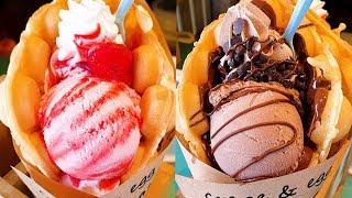 2500원 크레페, 딸기 바나나 크레페, 아이스크림 에그 와플, Amazing Crepe Skill, Delicious egg waffle, Korean Street Food