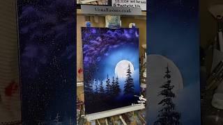 Incredibly Satisfying Moon and Stars Oil Painting