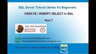 CREATE Table | INSERT Data | SELECT Data from a Table in SQL | SQL Beginner Series