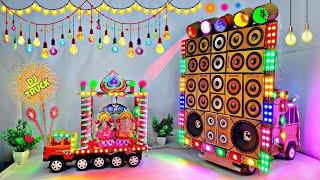 DIY Mini Dj Navratri Durga Pooja Gauri Ganesh Big Dj Truck Light Decoration gadi wala dj