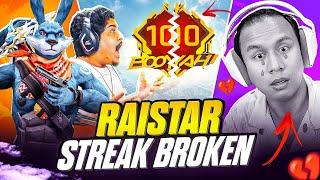 OMG  Raistar 100 Streak Broken ? Raistar Handcam Gameplay [Must Watch] - Garena Free Fire Max