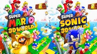 Super Mario 3D World + Super Sonic 3D World - Full Game Walkthrough