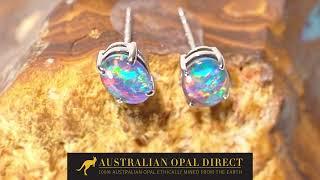 Gold Earrings, Green Earrings, Opal Stud Earrings - Australian Opal Direct | Worldwide Shipping