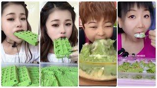 Best matcha green tea powder & Eating matcha powdered ice & matcha benefits & Matcha ice mukbang 153