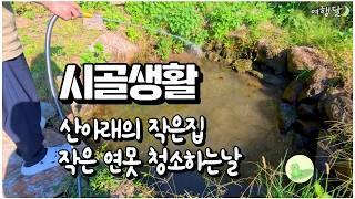 시골생활 산아래 시골집 작은 연못 대청소 하던날