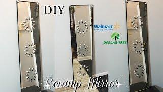 DIY DOLLAR TREE & WALMART REVAMP LONG MIRROR DECOR | DOLLAR TREE DIY MIRROR WALL ART | PETALISBLESS