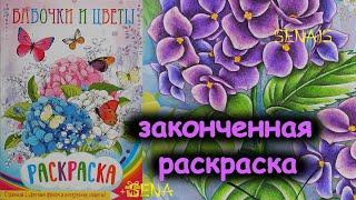 ЗАКОНЧЕННАЯ раскраска БАБОЧКИ и ЦВЕТЫ полностью раскрашенная / Finished Coloring Book / SenaiS Art