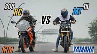 YAMAHA MT15 vs KTM RC200  DRAG RACE