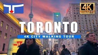 Sunset Walkthrough Downtown Toronto Walking Tour - Financial District [ 4k HDR 60 fps]