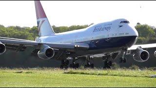 British Airways Boeing 747 (Negus livery) Final landing into Cotswold Airport, Kemble *