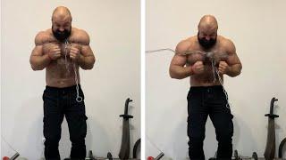 Amazing Strongman Breaks Metal Chains Only Using His Muscles