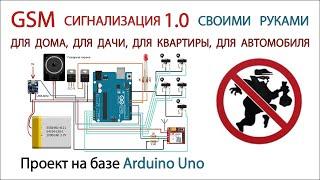 GSM сигнализация на базе Arduino uno и gsm модуля sim800l версия 1.0 Скачать прошивку бесплатно.