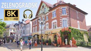 Zelenogradsk ~ Walking Tour Russia ~ 8K 60fps ~ City Walk With Real Ambient Sounds