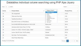 Datatables Individual column searching using PHP Ajax Jquery