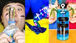 ASMR GLASS DRINK, Galaxy HONEY JELLY, RAINBOW FOOD, FROG EGGS EATING SOUNDS