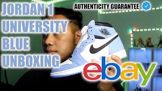 eBay Authenticity Guarantee Jordan 1 University Blue Unboxing and Review