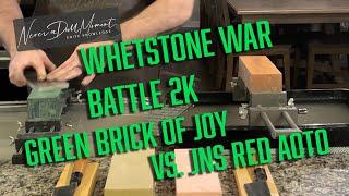 Whetstone war - Japanese natural stones synthetic stone Red Aoto vs. Naniwa Green Brick of Joy!