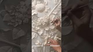 3D wall relief clay mural painting ️ #viral #shorts #art #interiordesign #wallrelief