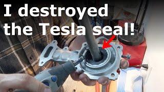 Removing rotor and leaking seal from Tesla LDU