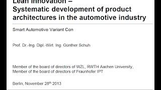 Smart Automotive Variant.con 2013 | Lean Innovation (Prof. Dr. Schuh)