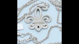 Round Diamond Fleur De Lis Pendant in White Gold