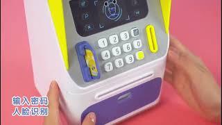 Atm saving money piggy bank face recognition mini electronic bank machine cash box with card