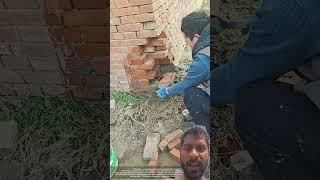 Process of Repairing Red Brick Corner of a Rural Courtyard Wall #engineeringphd