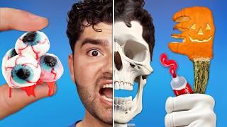 100 SATISFYING Spooky Snacks *ASMR Mukbang Toothbrushing* !?