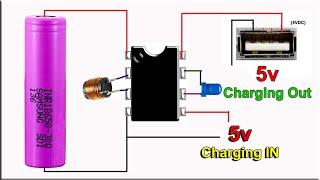 3.7v to 5v 1-Amp Powerbank Circuit With Auto On Off and Rechargeable, All in One Powerbank Circuit