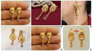 light weight gold earrings design/Daily wear women earrings design