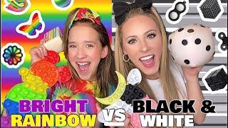 BRIGHT RAINBOW VS BLACK & WHITE  FIDGET, SLIME, & SQUISHMALLOW SHOPPING CHALLENGE!