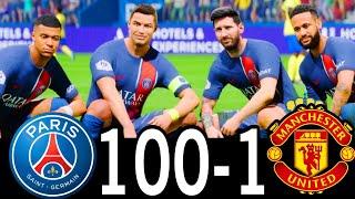 FC 24- MESSI RONALDO NEYMAR & MBAPPE | ALL STARS | PSG 100-1 MANCHESTER UNITED #fc25