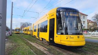 Straßenbahn Dresden - Gleiswechsel Karcherallee/Stübelallee (21.02.2024)