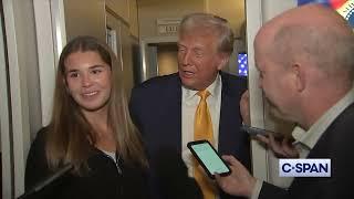 Trump & Kai Trump talk w/ reporters on Air Force 1 returning from Miami UFC fight: "Kai, fake news"